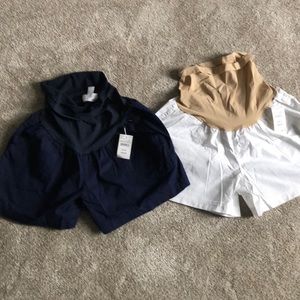 Two pairs of Motherhood cotton maternity shorts L